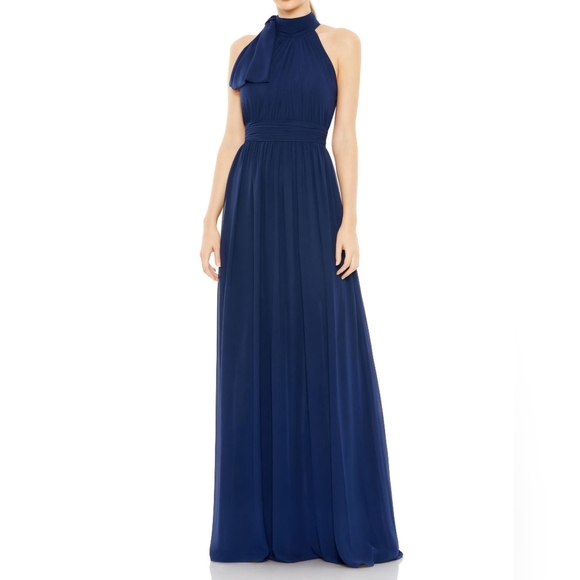Mac Duggal Dresses & Skirts - Mac Duggal HIGH NECK CHIFFON GOWNIn Blue Size 10 NWT MSRP $398